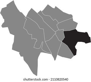 Black flat blank highlighted location map of the OOST QUARTER inside gray administrative map of Utrecht, Netherlands