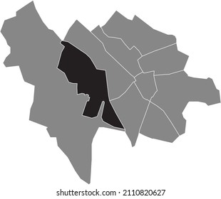 Black flat blank highlighted location map of the LEIDSCHE RIJN QUARTER inside gray administrative map of Utrecht, Netherlands