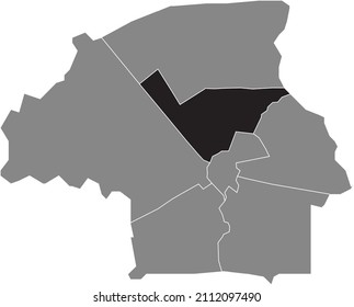 Black flat blank highlighted location map of the WOENSEL-ZUID DISTRICT inside gray administrative map of Eindhoven, Netherlands