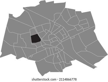 Black flat blank highlighted location map of the VINKHUIZEN-ZUID NEIGHBORHOOD inside gray administrative map of Groningen, Netherlands