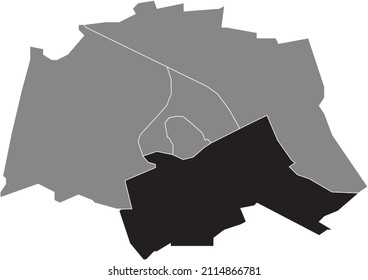 Mapa de ubicación resaltado en blanco y negro del DISTRITO ZUID dentro del mapa administrativo gris de Groningen, Países Bajos