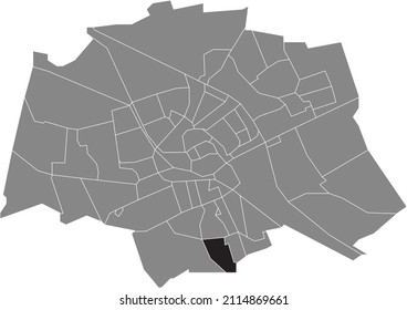 Black flat blank highlighted location map of the DE WIJERT-ZUID NEIGHBORHOOD inside gray administrative map of Groningen, Netherlands