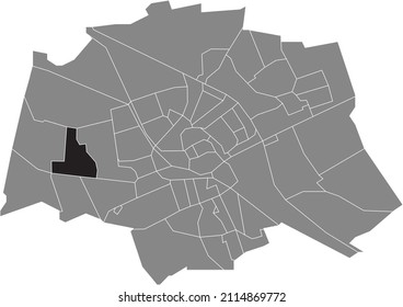 Black flat blank highlighted location map of the HOOGKERK-DORP NEIGHBORHOOD inside gray administrative map of Groningen, Netherlands