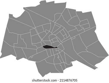 Black flat blank highlighted location map of the ZEEHELDENBUURT NEIGHBORHOOD inside gray administrative map of Groningen, Netherlands