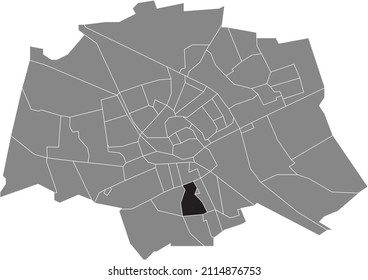 Black flat blank highlighted location map of the DE WIJERT-NOORD NEIGHBORHOOD inside gray administrative map of Groningen, Netherlands