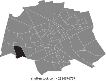 Black flat blank highlighted location map of the HOOGKERK-ZUID NEIGHBORHOOD inside gray administrative map of Groningen, Netherlands
