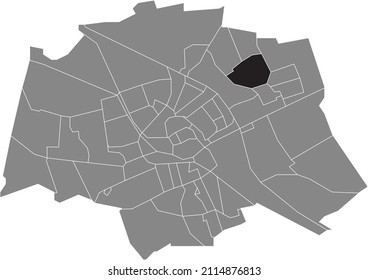 Black flat blank highlighted location map of the BOVENSTREEK NEIGHBORHOOD inside gray administrative map of Groningen, Netherlands