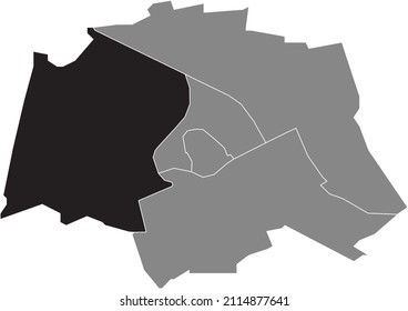 Black flat blank highlighted location map of the WEST DISTRICT inside gray administrative map of Groningen, Netherlands