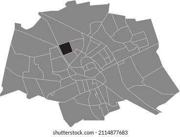 Black flat blank highlighted location map of the PADDEPOEL-NOORD NEIGHBORHOOD inside gray administrative map of Groningen, Netherlands