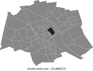 Black flat blank highlighted location map of the GORECHTBUURT NEIGHBORHOOD inside gray administrative map of Groningen, Netherlands