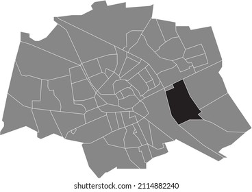Black flat blank highlighted location map of the EUVELGUNNE NEIGHBORHOOD inside gray administrative map of Groningen, Netherlands