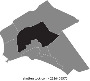 Black flat blank highlighted location map of the STAD DISTRICT inside gray administrative map of Almere, Netherlands