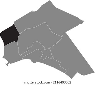 Schwarze, flach markierte Orte-Karte des PAMPUS DISTRICT in grauem Stadtplan von Almere, Niederlande