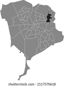 Black flat blank highlighted location map of the TETERINGEN NEIGHBORHOOD inside gray administrative map of Breda, Netherlands