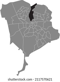 Black flat blank highlighted location map of the KROGTEN NEIGHBORHOOD inside gray administrative map of Breda, Netherlands
