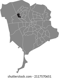 Black flat blank highlighted location map of the KESTEREN NEIGHBORHOOD inside gray administrative map of Breda, Netherlands