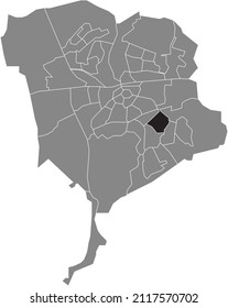 Black flat blank highlighted location map of the IJPELAAR NEIGHBORHOOD inside gray administrative map of Breda, Netherlands