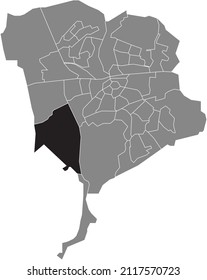 Black flat blank highlighted location map of the EFFEN-RITH NEIGHBORHOOD inside gray administrative map of Breda, Netherlands