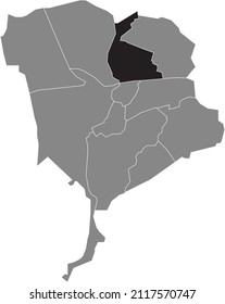 Black flat blank highlighted location map of the NOORD DISTRICT inside gray administrative map of Breda, Netherlands