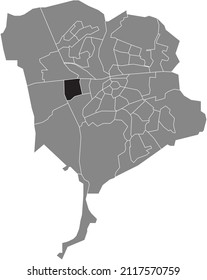 Black flat blank highlighted location map of the HEILAAR NEIGHBORHOOD inside gray administrative map of Breda, Netherlands