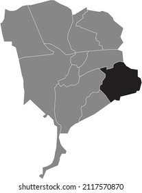 Black flat blank highlighted location map of the BAVEL DISTRICT inside gray administrative map of Breda, Netherlands
