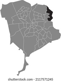 Mapa de ubicación resaltado en blanco y negro del BARRIO VERSPREIDE HUIZEN TETERINGEN dentro del mapa administrativo gris de Breda, Países Bajos