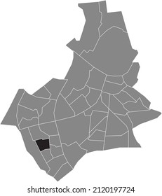 Black flat blank highlighted location map of the MEIJHORST NEIGHBORHOOD inside gray administrative map of Nijmegen, Netherlands