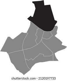 Black flat blank highlighted location map of the NIJMEGEN-NOORD DISTRICT inside gray administrative map of Nijmegen, Netherlands