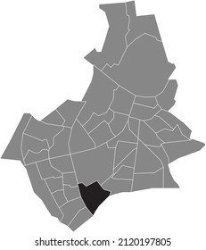 Schwarz-flach-farbige, hervorgehobene Standortkarte des HATERT NEIGHBORHOOD in grauem Stadtplan von Nijmegen, Niederlande