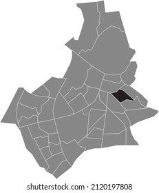 Black flat blank highlighted location map of the ALTRADE NEIGHBORHOOD inside gray administrative map of Nijmegen, Netherlands