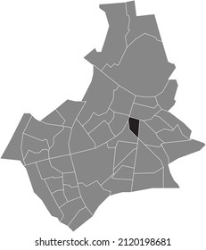 Mapa de la ubicación resaltada en blanco y negro del BARRIO BOTTENDAAL dentro del mapa administrativo gris de Nijmegen, Países Bajos