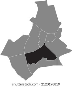 Black flat blank highlighted location map of the NIJMEGEN-MIDDEN DISTRICT inside gray administrative map of Nijmegen, Netherlands