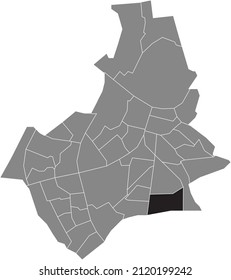 Black flat blank highlighted location map of the BRAKKENSTEIN NEIGHBORHOOD inside gray administrative map of Nijmegen, Netherlands
