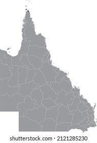 Black flat blank highlighted location map of the SHIRE OF TORRES AREA inside gray administrative map of areas of the Australian state of Queensland, Australia