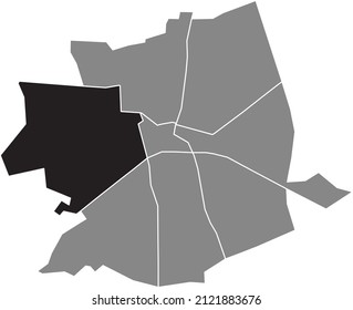 Black flat blank highlighted location map of the WEST DISTRICT inside gray administrative map of Apeldoorn, Netherlands