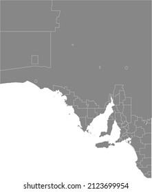 Black flat blank highlighted location map of the GERARD COMMUNITY COUNCIL AREA inside gray administrative map of areas of the Australian state of South Australia