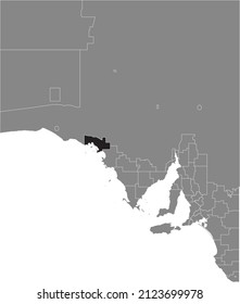 Black flat blank highlighted location map of the DISTRICT COUNCIL OF CEDUNA AREA inside gray administrative map of areas of the Australian state of South Australia