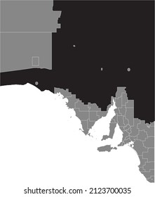 Black flat blank highlighted location map of the OUTBACK COMMUNITIES AUTHORITY AREA inside gray administrative map of areas of the Australian state of South Australia