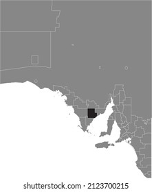 Black flat blank highlighted location map of the DISTRICT COUNCIL OF CLEVE AREA inside gray administrative map of areas of the Australian state of South Australia