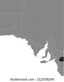 Black flat blank highlighted location map of the SOUTHERN MALLEE DISTRICT COUNCIL AREA inside gray administrative map of areas of the Australian state of South Australia