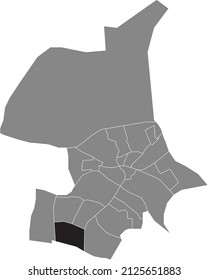 Black flat blank highlighted location map of the DE LAAR DISTRICT inside gray administrative map of Arnhem, Netherlands