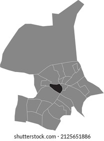 Black flat blank highlighted location map of the CENTRUM DISTRICT inside gray administrative map of Arnhem, Netherlands
