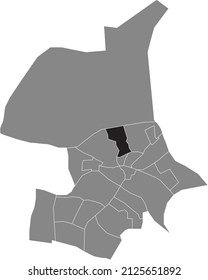 Black flat blank highlighted location map of the ALTEVEER EN CRANEVELT DISTRICT inside gray administrative map of Arnhem, Netherlands