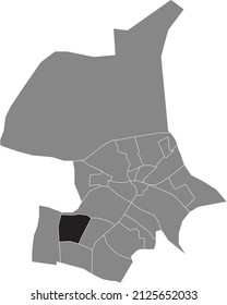 Black flat blank highlighted location map of the ELDERVELD DISTRICT inside gray administrative map of Arnhem, Netherlands