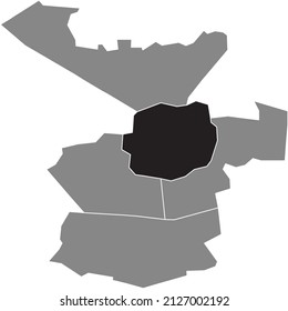 Black flat blank highlighted location map of the CENTRUM DISTRICT inside gray administrative map of Enschede, Netherlands