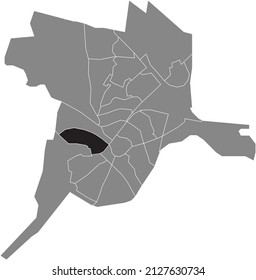 Black flat blank highlighted location map of the SOESTERKWARTIER DISTRICT inside gray administrative map of Amersfoort, Netherlands