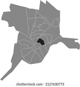 Black flat blank highlighted location map of the DE KRUISKAMP DISTRICT inside gray administrative map of Amersfoort, Netherlands