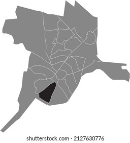 Black flat blank highlighted location map of the DE BERG-ZUID DISTRICT inside gray administrative map of Amersfoort, Netherlands