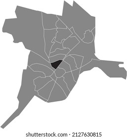 Black flat blank highlighted location map of the DE KOPPEL DISTRICT inside gray administrative map of Amersfoort, Netherlands