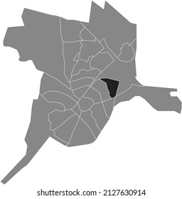 Black flat blank highlighted location map of the RUSTENBURG DISTRICT inside gray administrative map of Amersfoort, Netherlands